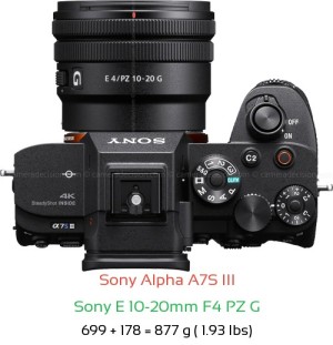 Sony A7S III with Sony E 10-20mm F4 PZ G Lens Size