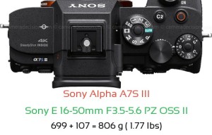 Sony A7S III with Sony E 16-50mm F3.5-5.6 PZ OSS II Lens Size