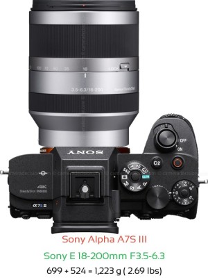 Sony A7S III with Sony E 18-200mm F3.5-6.3 Lens Size