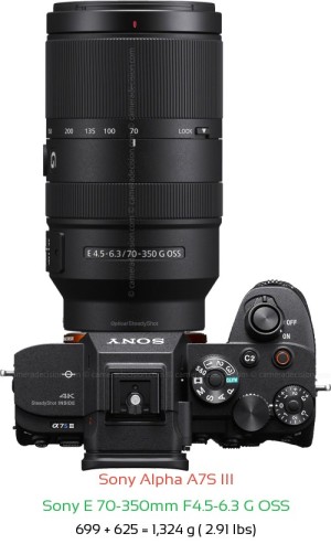 Sony A7S III with Sony E 70-350mm F4.5-6.3 G Lens Size