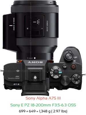 Sony A7S III with Sony E PZ 18-200mm F3.5-6.3 Lens Size