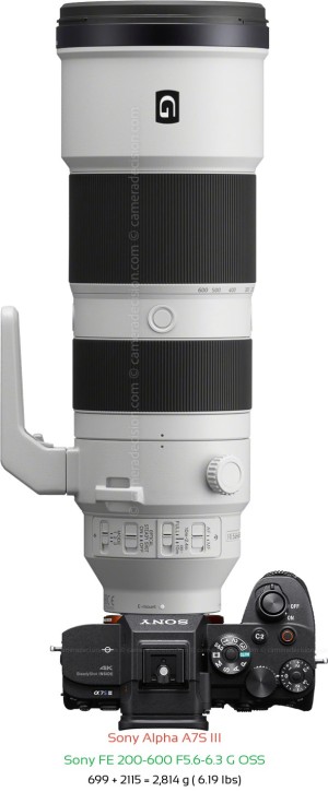 Sony A7S III with Sony FE 200-600 F5.6-6.3 Lens Size