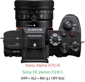 Sony A7S III with Sony FE 24mm F2.8 G Lens Size