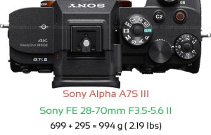 Sony A7S III with Sony FE 28-70mm F3.5-5.6 II Lens Size