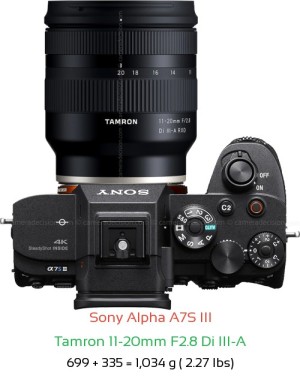 Sony A7S III with Tamron 11-20mm F2.8 A Lens Size