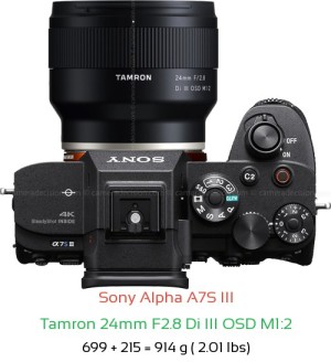 Sony A7S III with Tamron 24mm F2.8 Di III OSD M1:2 Lens Size