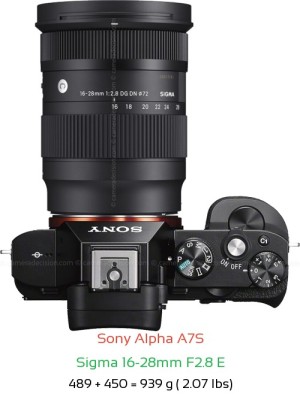 Sony A7S with Sigma 16-28mm F2.8 E Lens Size