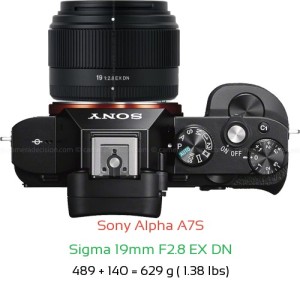 Sony A7S with Sigma 19mm F2.8 EX DN Lens Size