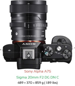 Sony A7S with Sigma 20mm F2 DG DN C Lens Size