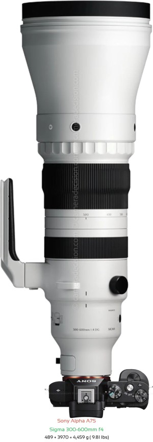 Sony A7S with Sigma 300-600mm f4 Lens Size