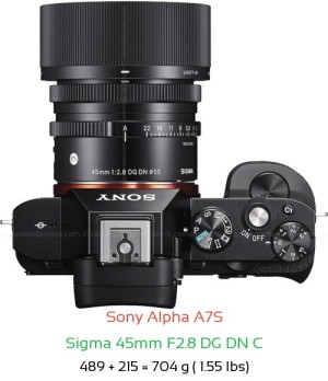 Sony A7S with Sigma 45mm F2.8 DG DN C Lens Size