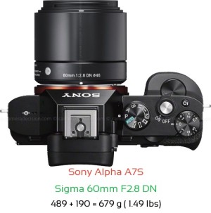 Sony A7S with Sigma 60mm F2.8 DN Lens Size