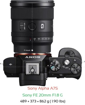 Sony A7S with Sony FE 20mm F1.8 G Lens Size