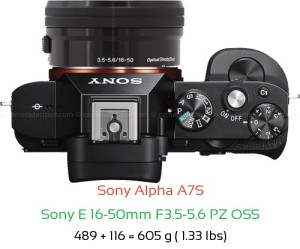 Sony A7S with Sony E 16-50mm F3.5-5.6 PZ OSS Lens Size