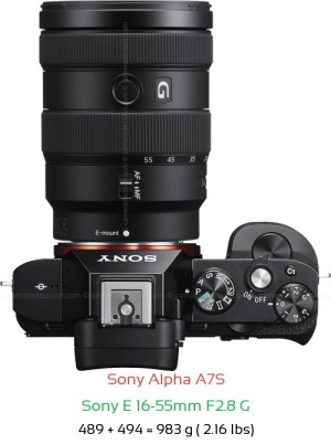 Sony A7S with Sony E 16-55mm F2.8 G Lens Size