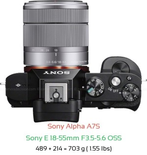 Sony A7S with Sony E 18-55mm F3.5-5.6 OSS Lens Size