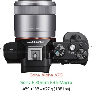 Sony A7S with Sony E 30mm F3.5 Macro Lens Size