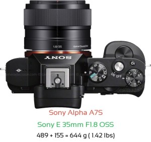 Sony A7S with Sony E 35mm F1.8 OSS Lens Size