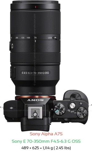 Sony A7S with Sony E 70-350mm F4.5-6.3 G Lens Size
