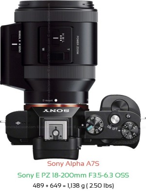 Sony A7S with Sony E PZ 18-200mm F3.5-6.3 Lens Size