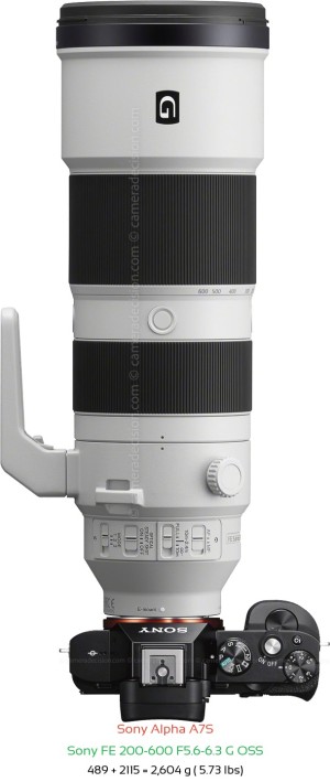 Sony A7S with Sony FE 200-600 F5.6-6.3 Lens Size