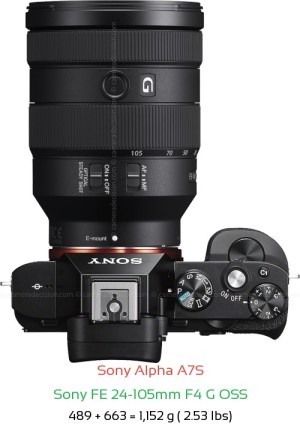 Sony A7S with Sony FE 24-105mm F4 G OSS Lens Size