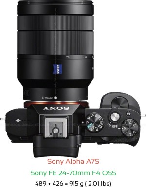 Sony A7S with Sony FE 24-70mm F4 OSS Lens Size