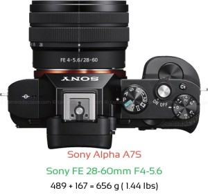 Sony A7S with Sony FE 28-60mm F4-5.6 Lens Size