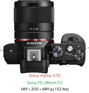 Sony A7S with Sony FE 28mm F2 Lens Size