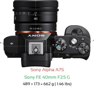 Sony A7S with Sony FE 40mm F2.5 G Lens Size