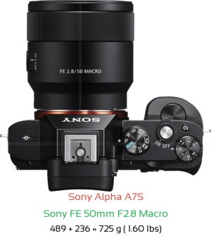 Sony A7S with Sony FE 50mm F2.8 Macro Lens Size