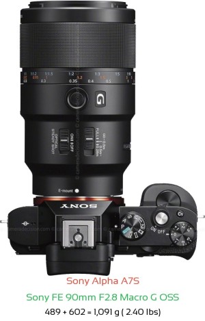 Sony A7S with Sony FE 90mm F2.8 Macro G OSS Lens Size