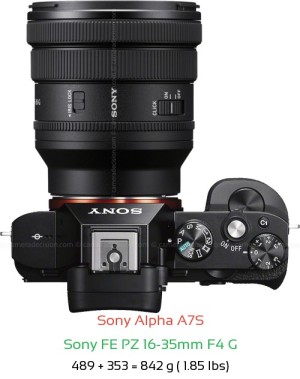 Sony A7S with Sony FE PZ 16-35mm F4 Lens Size
