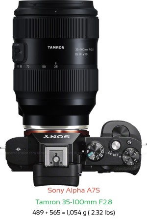 Sony A7S with Tamron 35-100mm F2.8 Lens Size