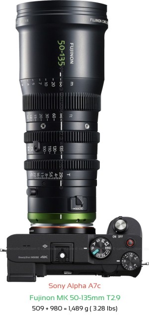 Sony A7c with Fujinon MK 50-135mm T2.9 Lens Size