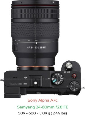Sony A7c with Samyang 24-60mm f2.8 FE Lens Size