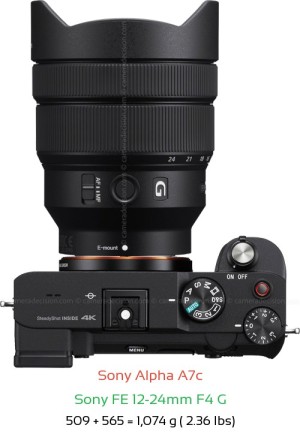 Sony A7c with Sony FE 12-24mm F4 G Lens Size