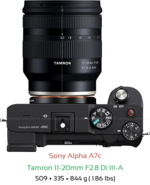 Sony A7c with Tamron 11-20mm F2.8 A Lens Size