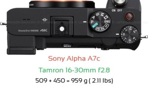 Sony A7c with Tamron 16-30mm f2.8 Lens Size