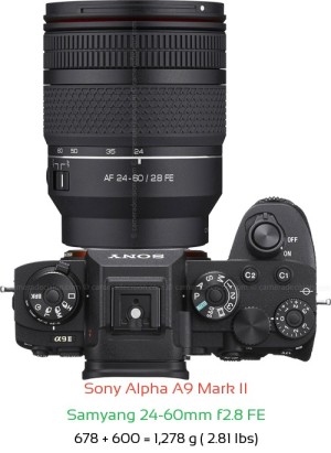 Sony A9 II with Samyang 24-60mm f2.8 FE Lens Size
