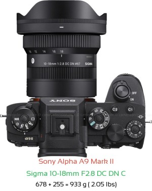 Sony A9 II with Sigma 10-18mm F2.8 DC DN C Lens Size