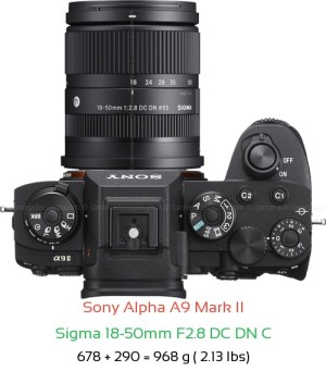 Sony A9 II with Sigma 18-50mm F2.8 DC DN C Lens Size