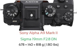 Sony A9 II with Sigma 19mm F2.8 DN Lens Size