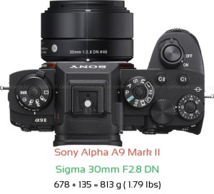 Sony A9 II with Sigma 30mm F2.8 DN Lens Size