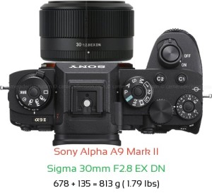 Sony A9 II with Sigma 30mm F2.8 EX DN Lens Size