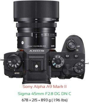 Sony A9 II with Sigma 45mm F2.8 DG DN C Lens Size