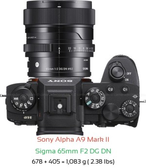Sony A9 II with Sigma 65mm F2 DG DN Lens Size