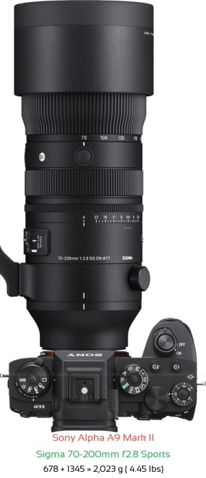 Sony A9 II with Sigma 70-200mm f2.8 Sports Lens Size