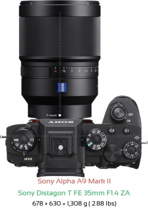 Sony A9 II with Sony Distagon T FE 35mm F1.4 ZA Lens Size