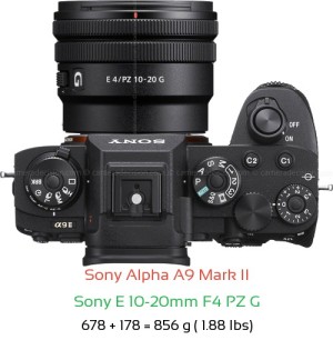 Sony A9 II with Sony E 10-20mm F4 PZ G Lens Size